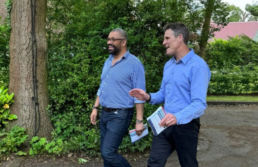James Cracknell canvassing with Home Secretary James Cleverly