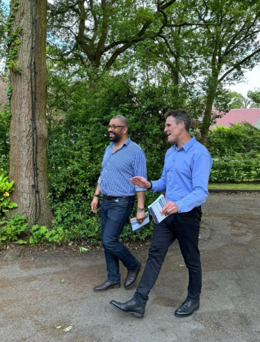 James Cracknell canvassing with Home Secretary James Cleverly